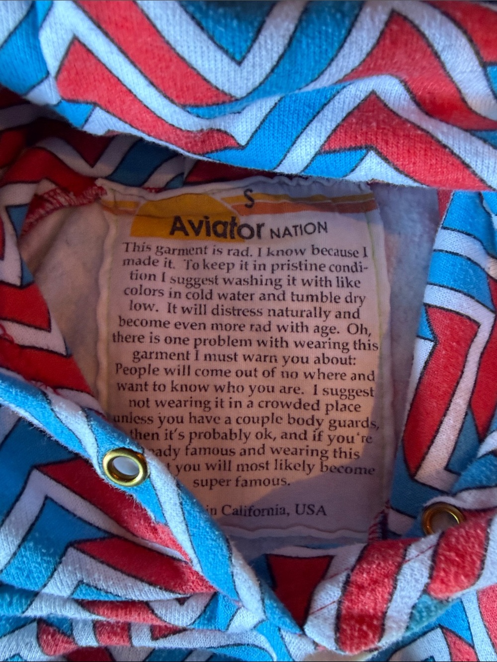 Aviator Nation Chevron Hoodie - Red, Blue & White - Picture 2 of 3